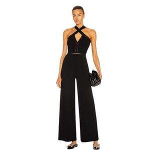 Stella McCartney Black Cross-Halter Jumpsuit with Wide-Leg Design